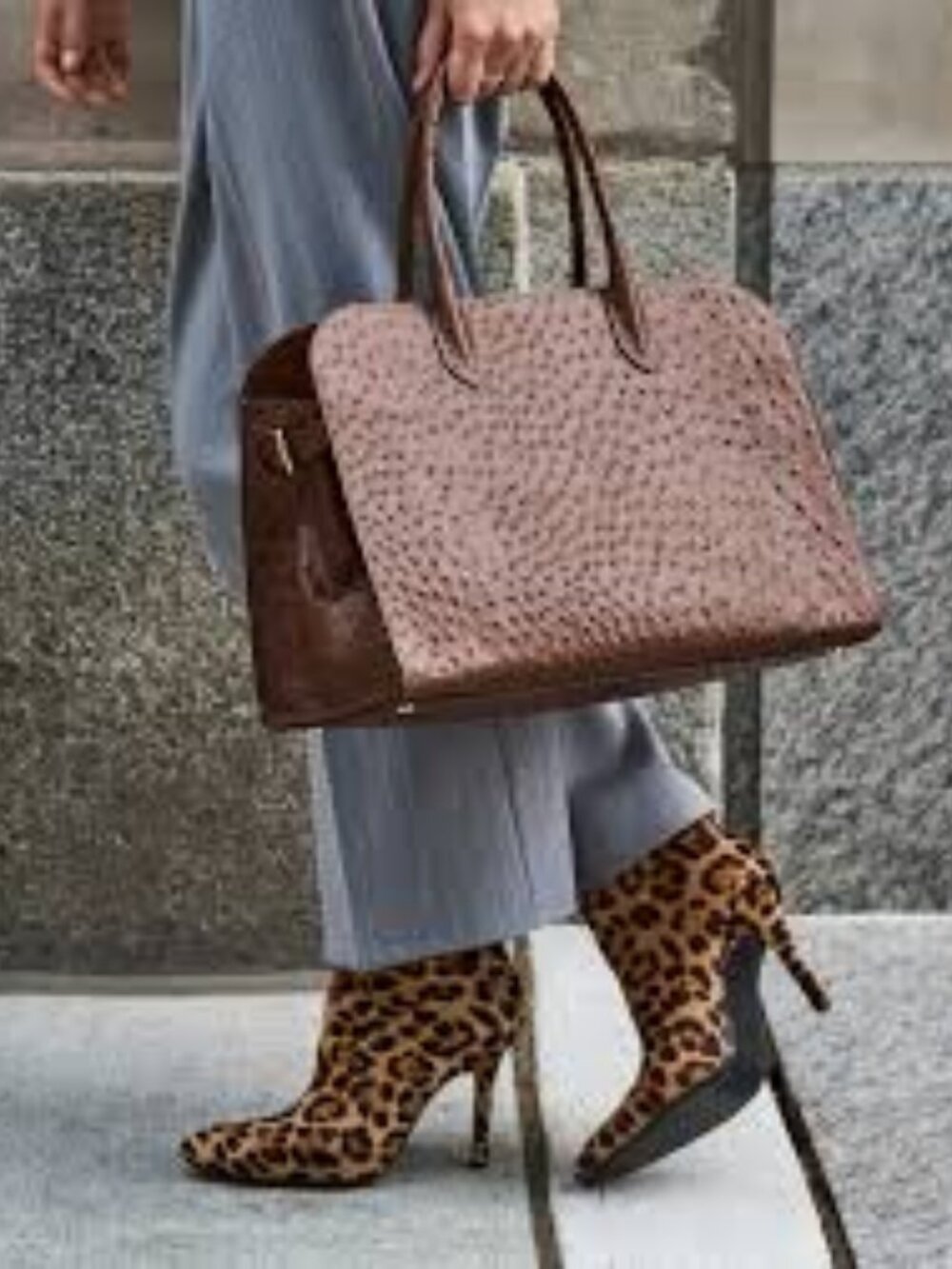 NWT CLAUDIA Made in Italy Leather Ostrich Embossed Satchel